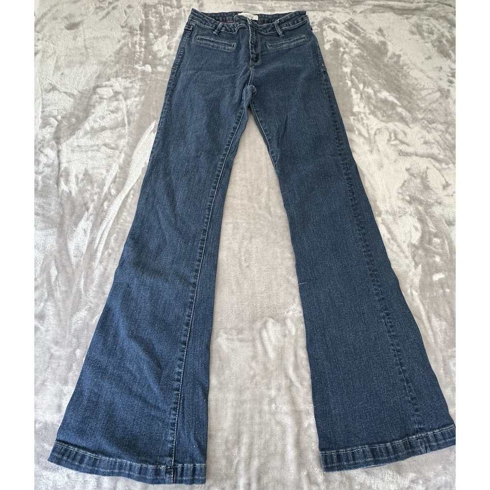2.1 Denim Womens Jeans Blue Sz 28 Darkwash Mid Rise Flare Stretch Pockets EUC‎